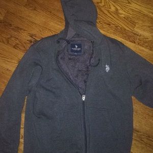 Size L US Polo Assn Zip Up Fleece Lined Hoodie